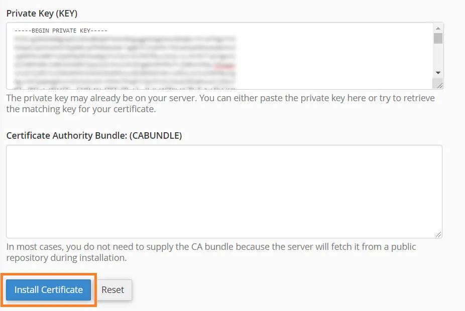 finalizing certificates installation